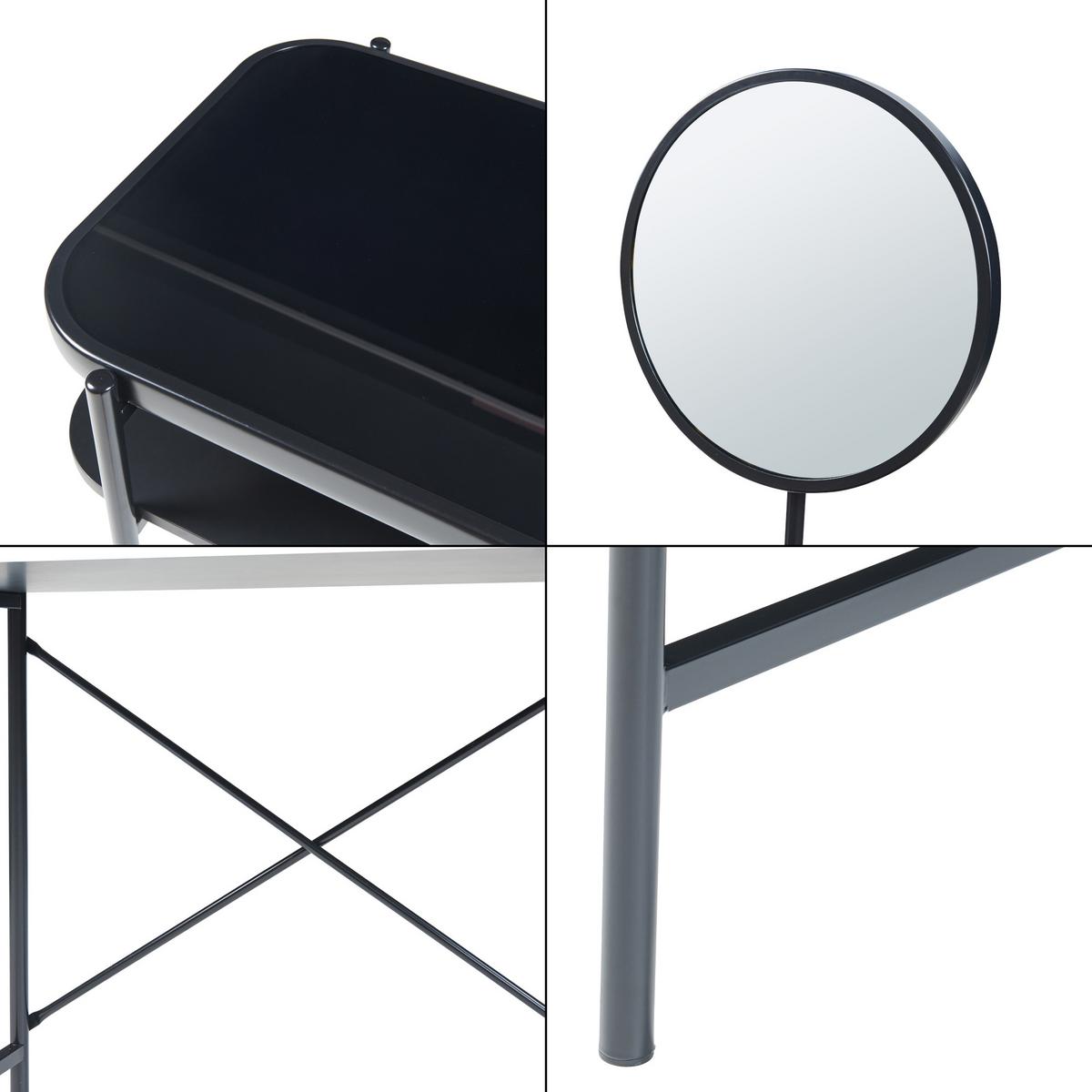 SCHMINKTISCH Hjelmeland - Schwarz, Glas/Holzwerkstoff (80/129/44cm) - [en.casa]