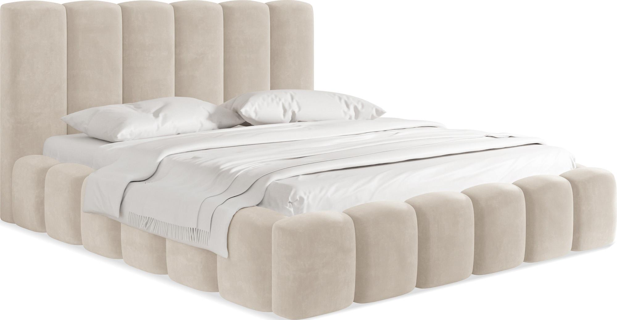POLSTERBETT Serenity mit Bettkasten, Beige Samt 180x200 cm - Champagner/Beige, Holzwerkstoff/Kunststoff (180/200cm) - WFL GROUP