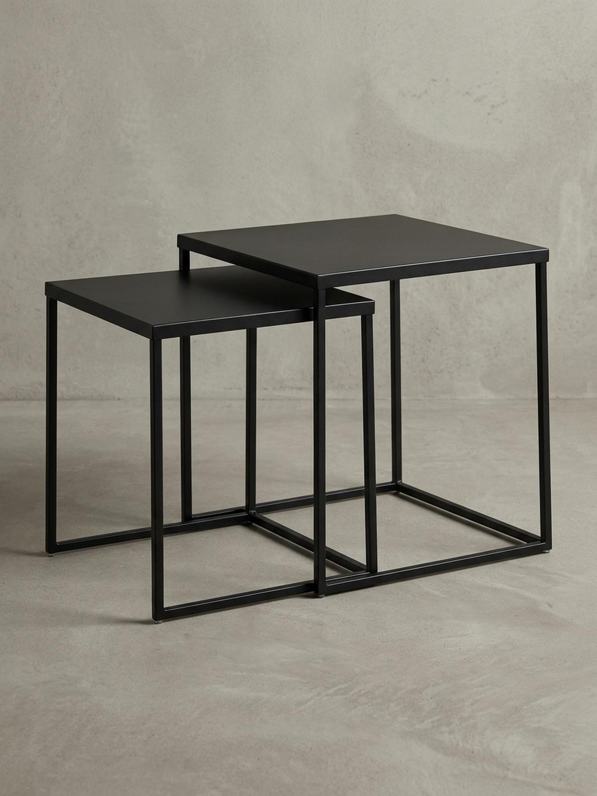 BEISTELLTISCH Set – 2-teilig Schwarz Stahl Industriestil mit Anti-Rutsch - Schwarz, Metall (40/40/45cm) - KADIMA DESIGN