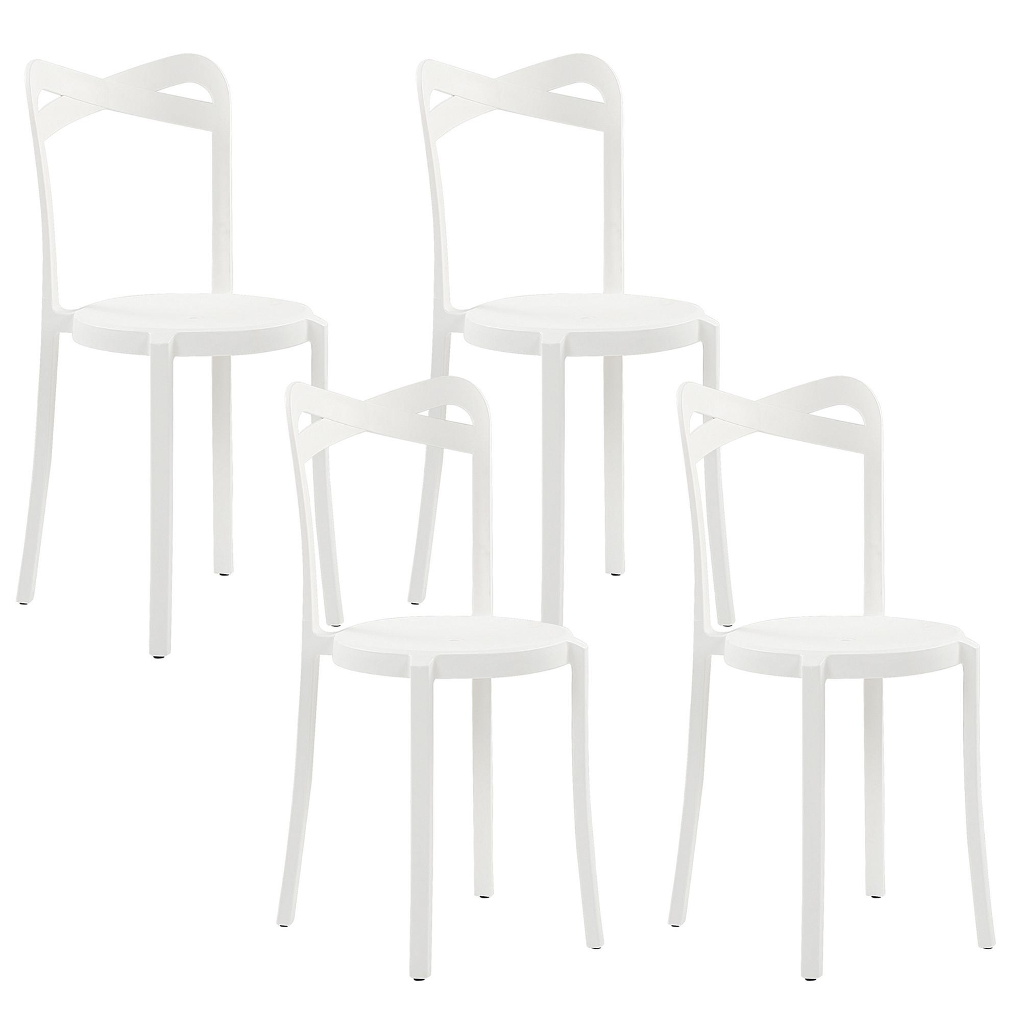 GARTENSTÜHLE 4er-Set Kunststoff weiß Camogli - Weiß, Kunststoff (38/80/40cm) - Beliani