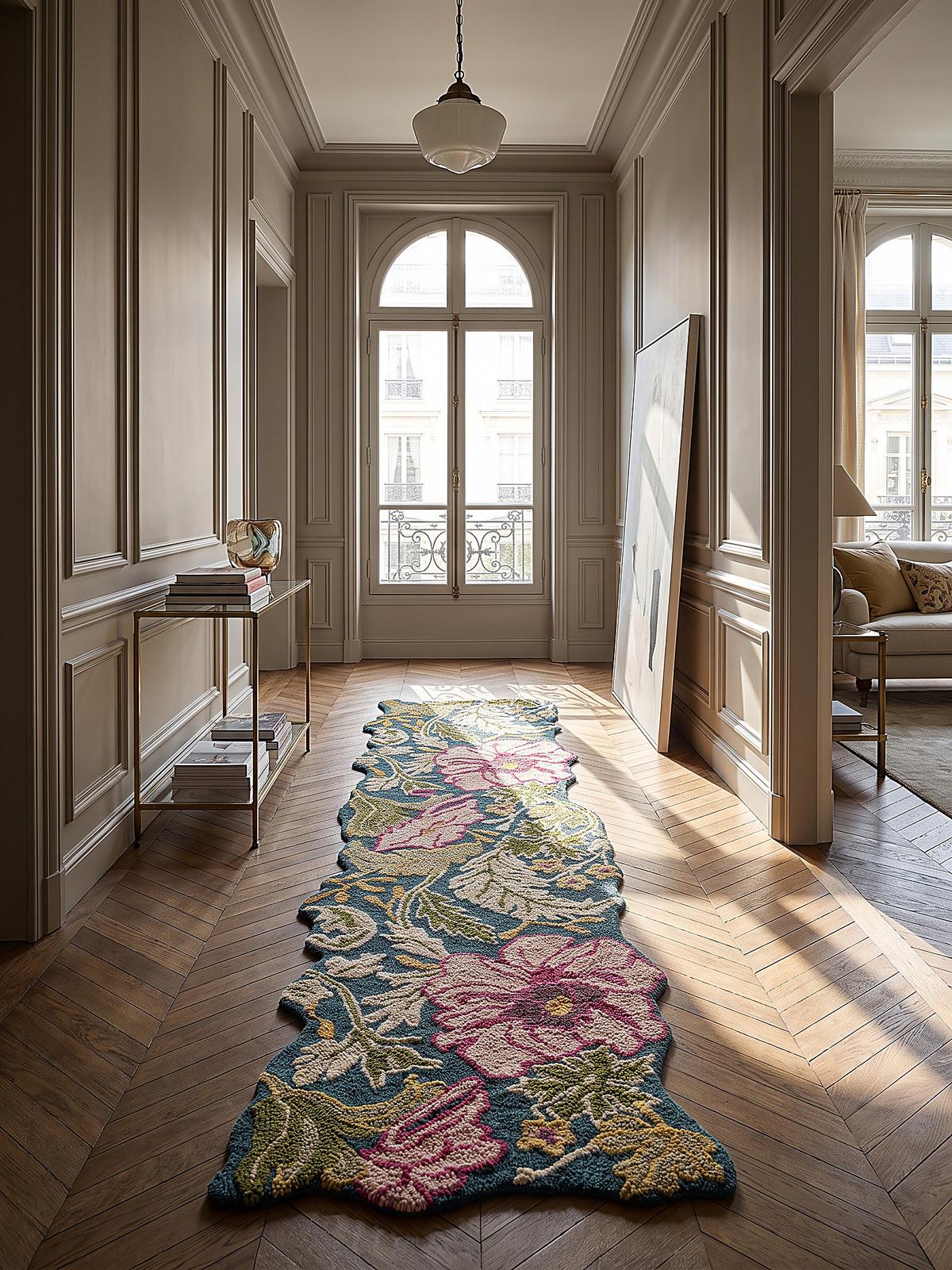 LÄUFER handgetuftet CHAR, in Multi, Blütenmuster, 60 x 230 cm - Multicolor, Textil (60/230cm) - KADIMA DESIGN