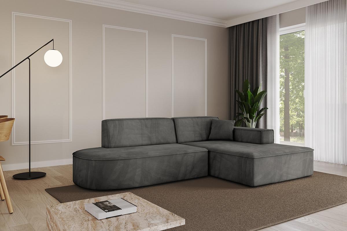 ECKSOFA Ottomane Rechts IREA-L1-v4 - 232x165x77 cm Ecru - Anthrazit, Holzwerkstoff/Textil (232/165cm) - ALTDECOR