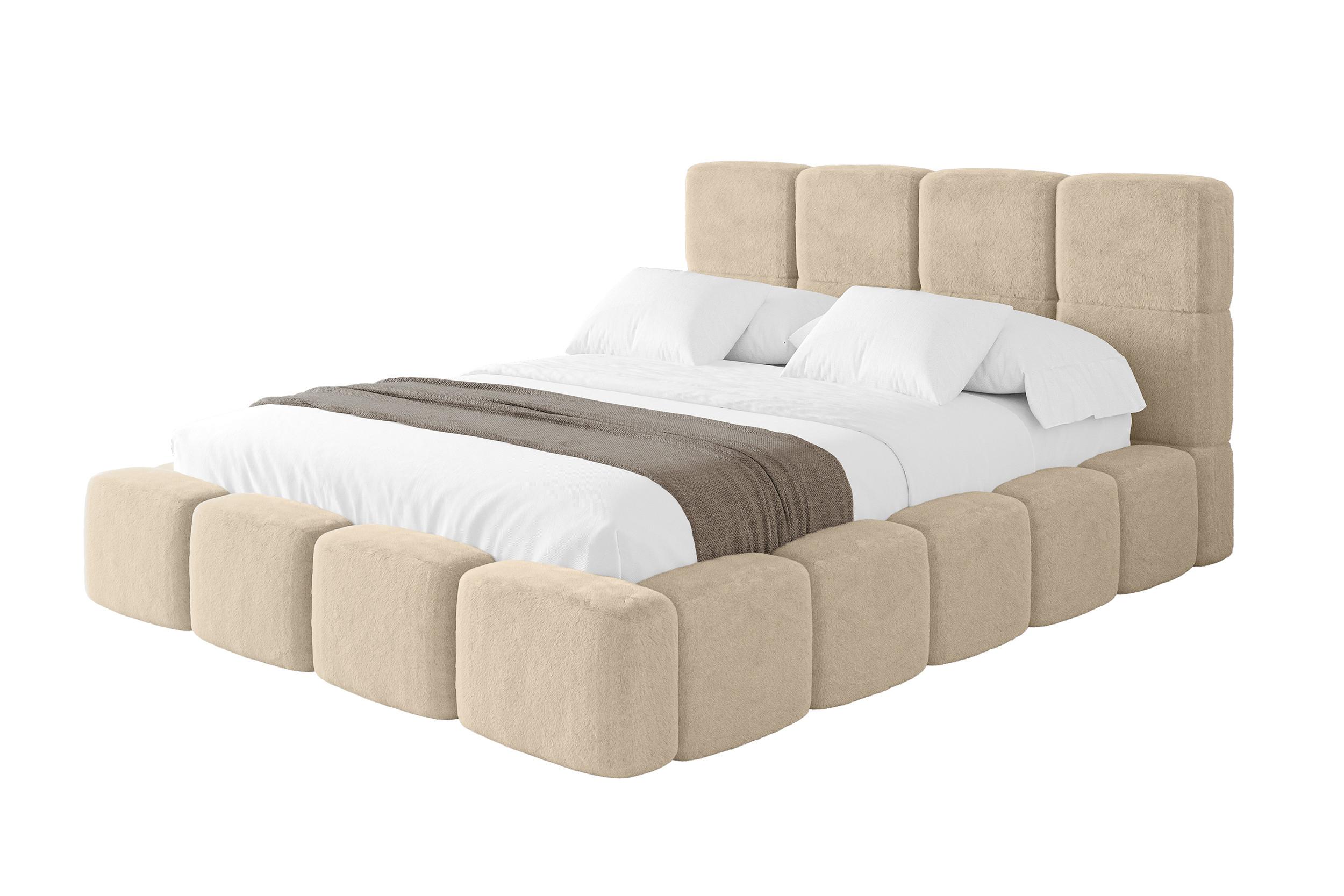 POLSTERBETT mit Bettkasten und Lattenrost mit Kopfteil, Boxbett ohne Matratze, mit Stauraum - NATA 140x200 Creme - Creme, Holzwerkstoff/Textil (140/200cm) - ALTDECOR