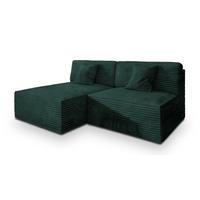 ECKSOFA FIORO Grün Kordstoff mit Schlaffunktion - Grün, Holz (204/148cm) - MASSENO
