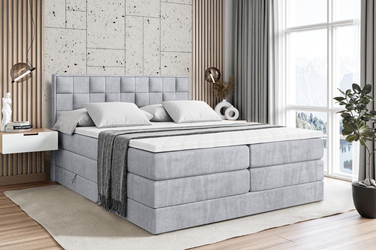 BOXSPRINGBETT ZAFIRA-BZ KING - 120 x 200 - H3/H4 - Hellgrau - Hellgrau, Holzwerkstoff (120/200cm) - ALTDECOR