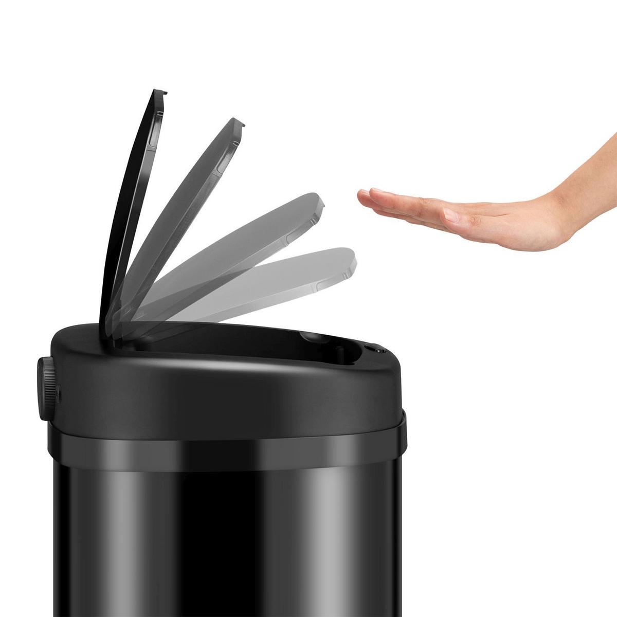 MÜLLEIMER viereckig 60L schwarz mit Sensor - Schwarz, Metall (40/63/29cm) - Juskys