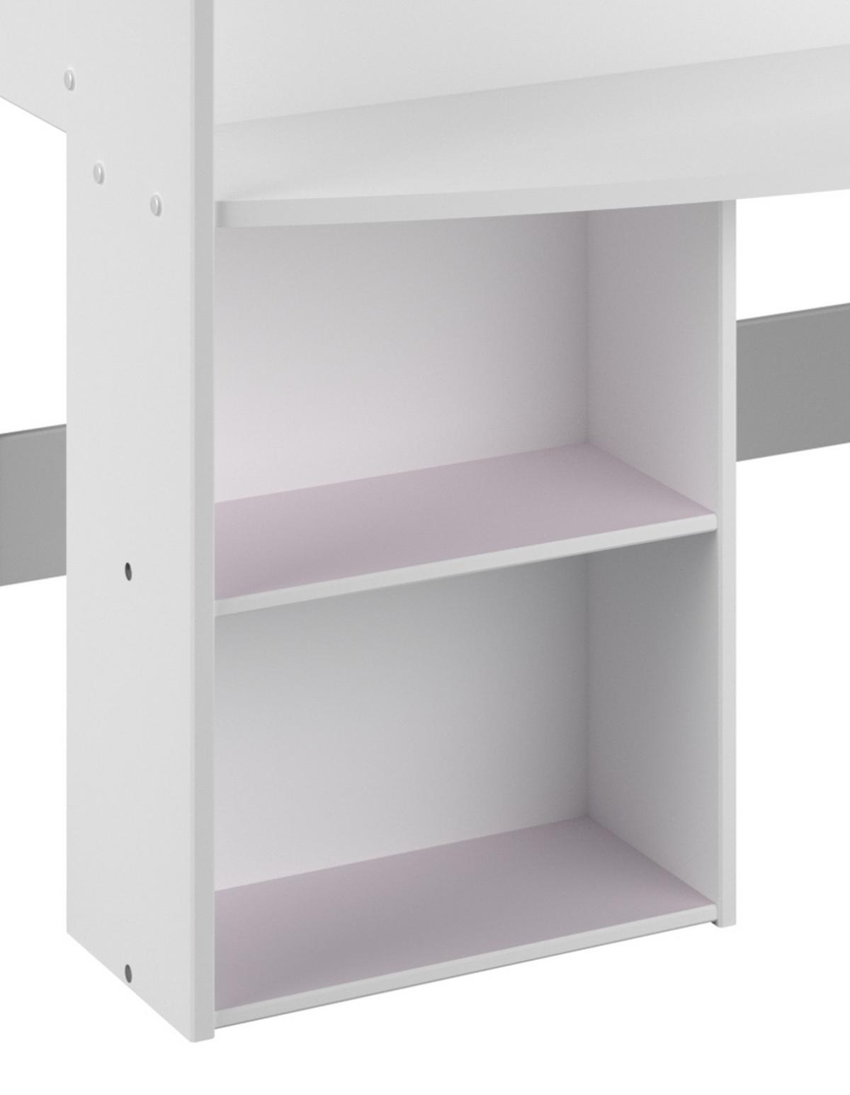 HOCHBETT Bett 90 x 200 cm mit Stauraum und Bastelfläche - Weiß/Kieferfarben, Holzwerkstoff (90/200cm) - Parisot Meuble
