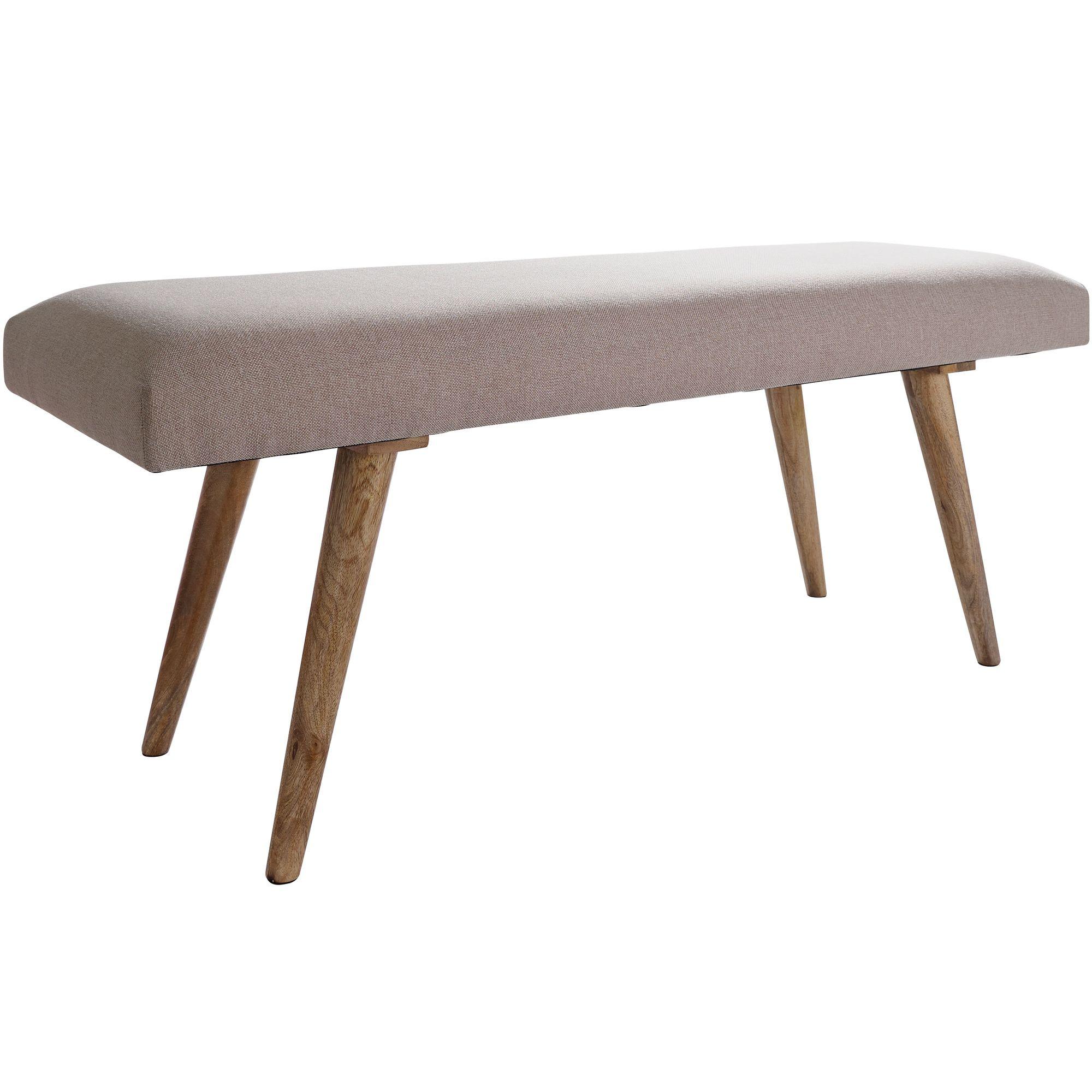 SITZBANK Stoff Massivholz Retro Stil gepolstert, Beige 117x38x51 cm - Beige/Braun, Holz/Textil (117/51/38cm) - KADIMA DESIGN