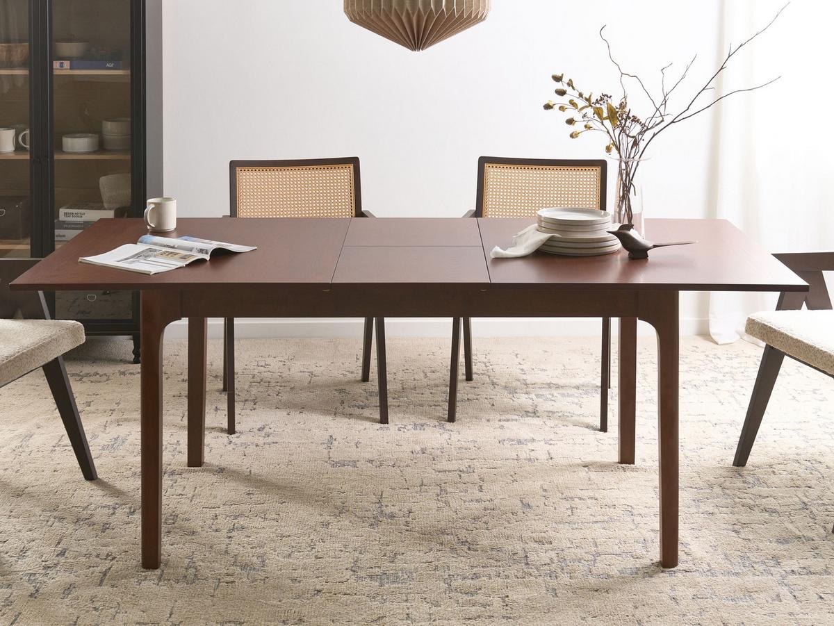 ESSTISCH ausziehbar Dunkle Esche 160-200/90 cm Delmas - Dunkelbraun, Holzwerkstoff (160/90/76cm) - Beliani