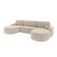 WOHNLANDSCHAFT mit Schlaffunktion und Bettkasten LIRA-U - 335x172x89 Beige - Beige, Holzwerkstoff/Textil (335/89/172cm) - ALTDECOR