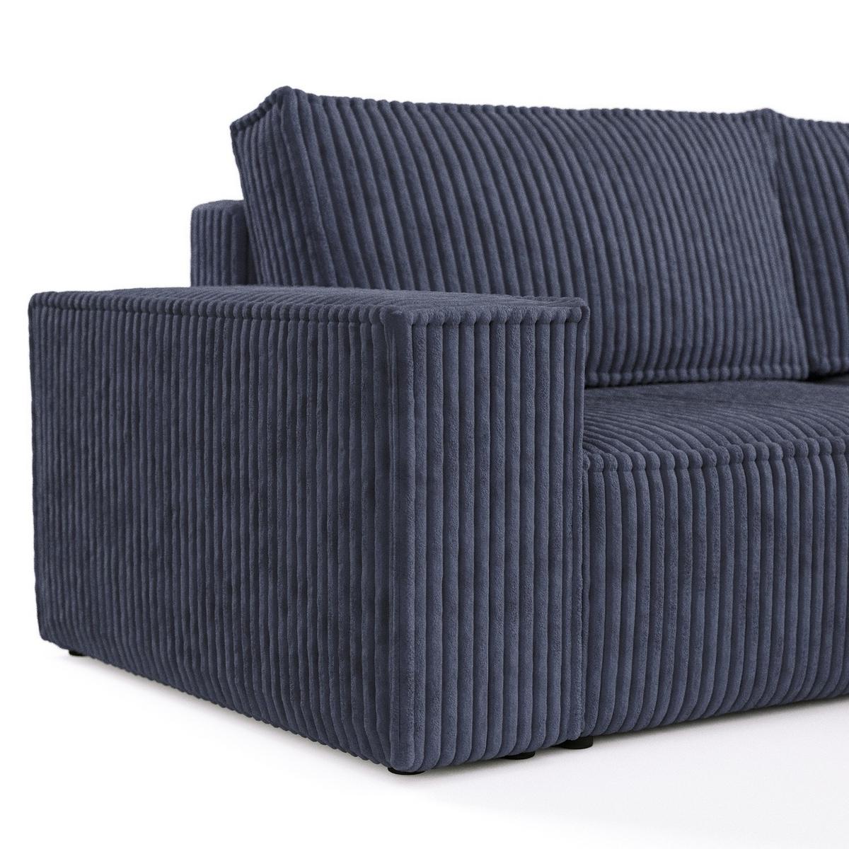 ECKSOFA CAVO mit Schlaffunktion Marineblau im Tilia Stoff - Schwarz/Dunkelblau, Holz/Holzwerkstoff (255/148cm) - AltaBeds