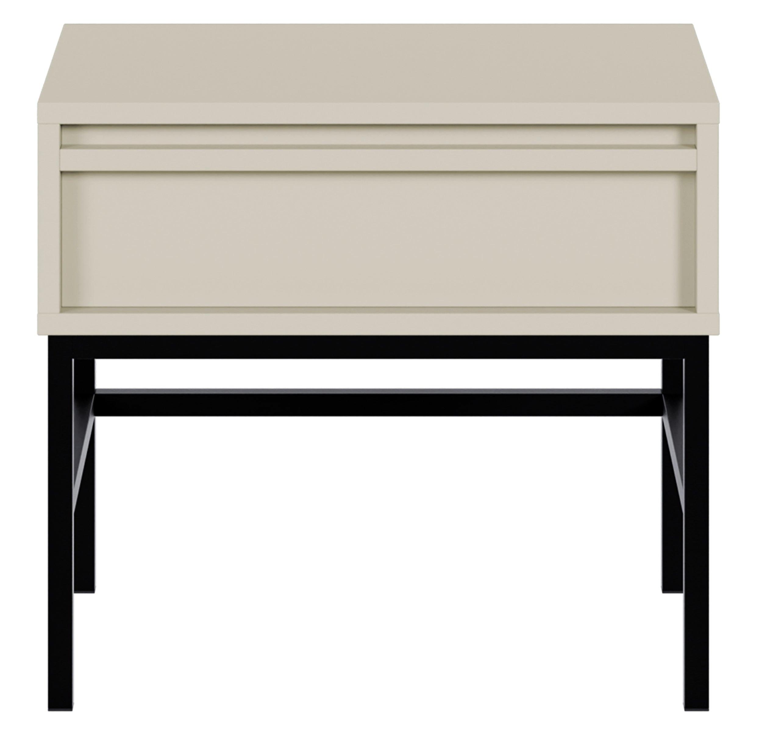 NACHTSCHRANK Evo Graubeige mit Metallgestell 50 cm - Greige/Schwarz, Holzwerkstoff/Metall (50/44/34cm) - Selsey