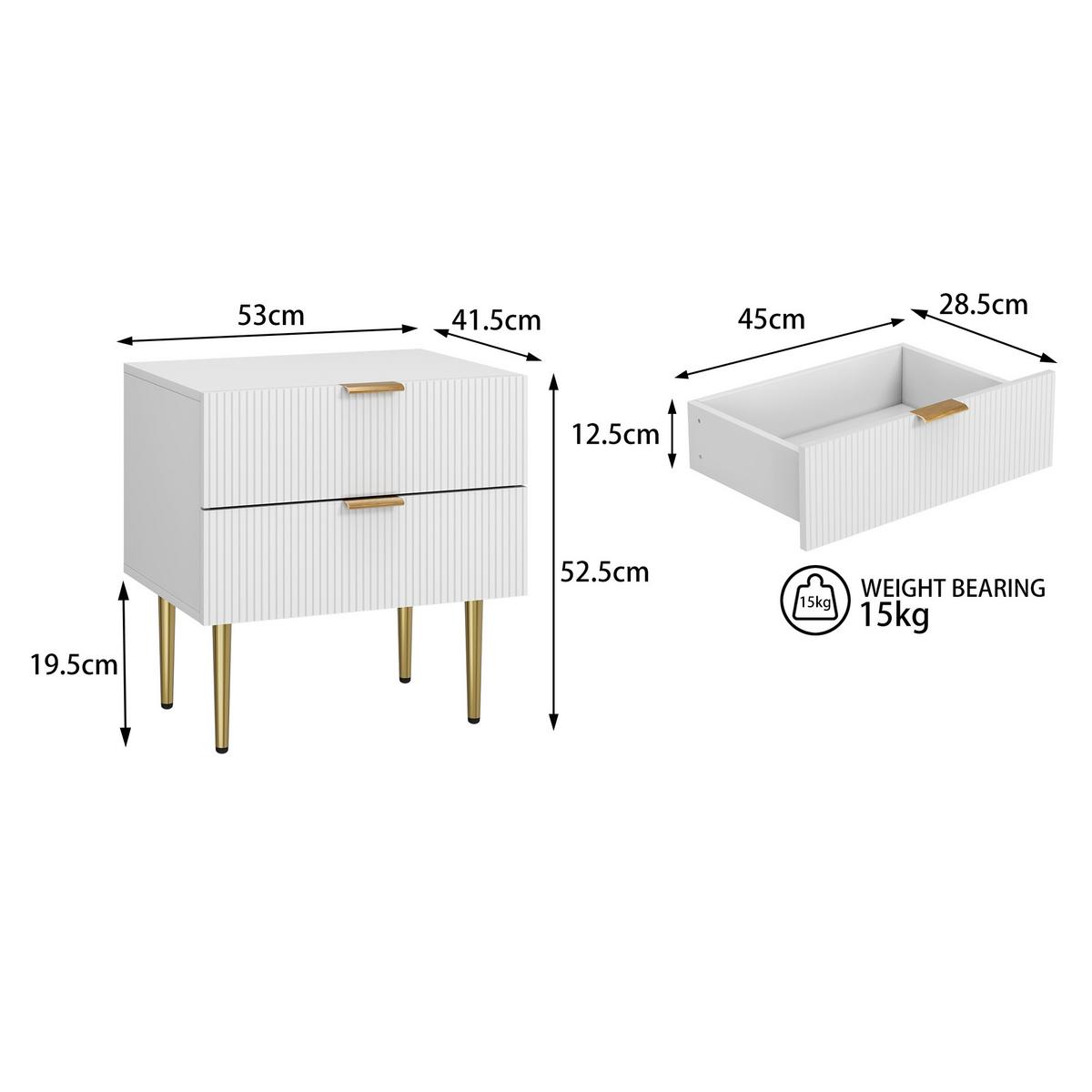 NACHTTISCH Weiß 53/41.30/52.50 cm - Weiß, Holzwerkstoff (41/53/53cm) - Urban Meuble