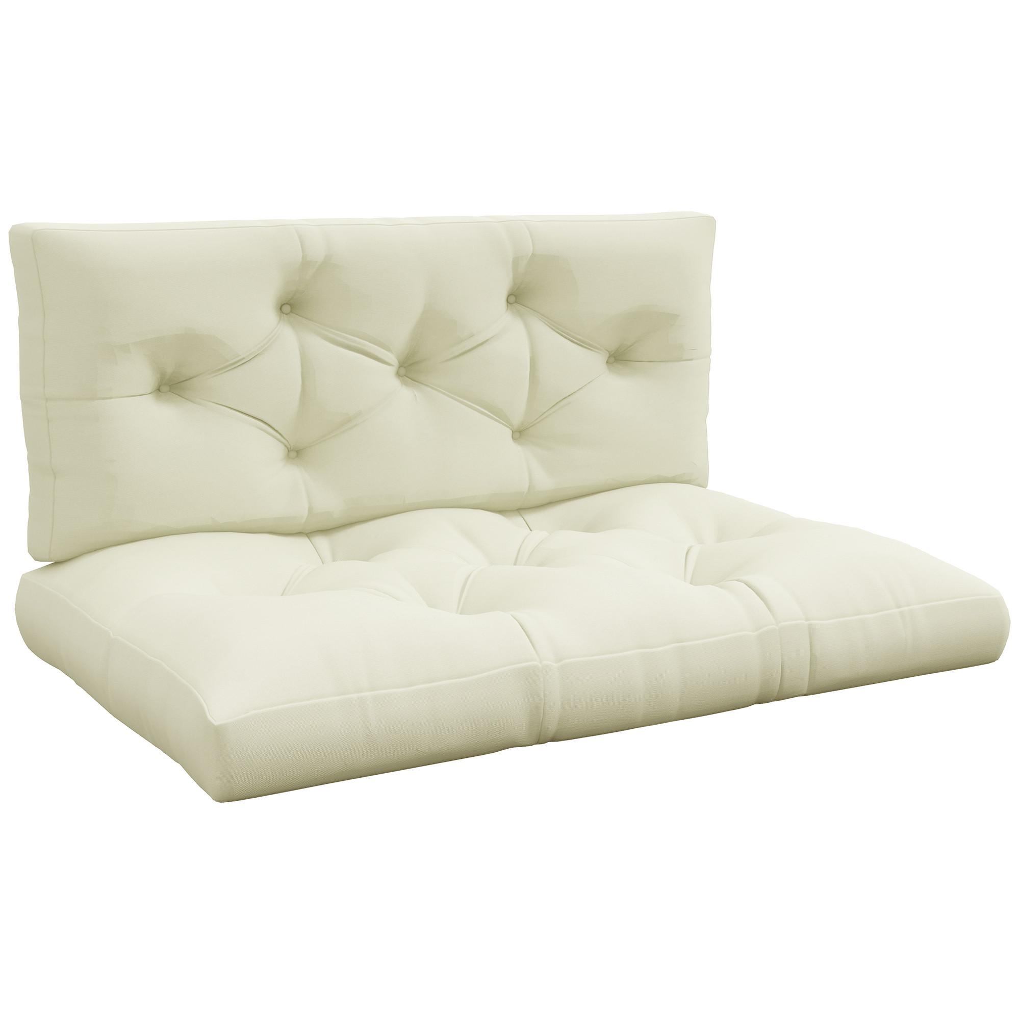 SITZKISSEN 2er Set Polyester Cremeweiß - Creme, Textil (80/12/120cm) - Outsunny