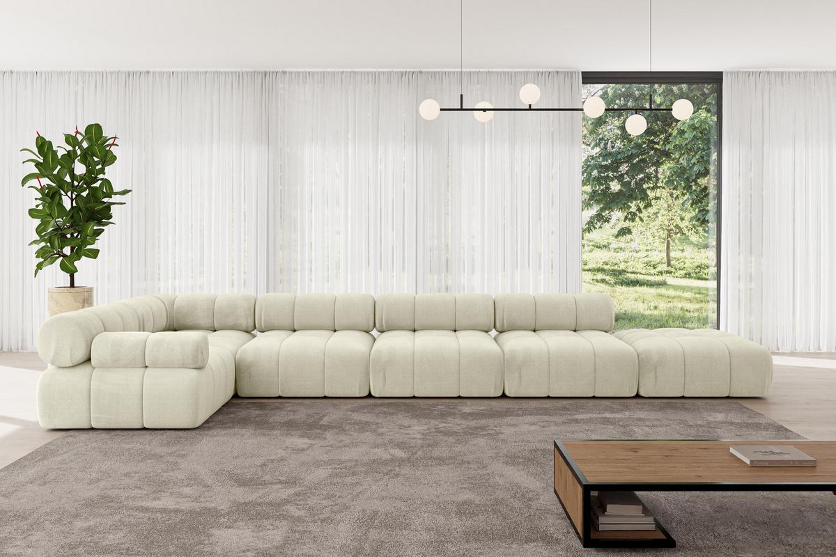 ECKSOFA modulares Sofa Felto-L3 - 475x190x70 cm Beige Velours - Beige, Holzwerkstoff/Textil (475/190cm) - ALTDECOR