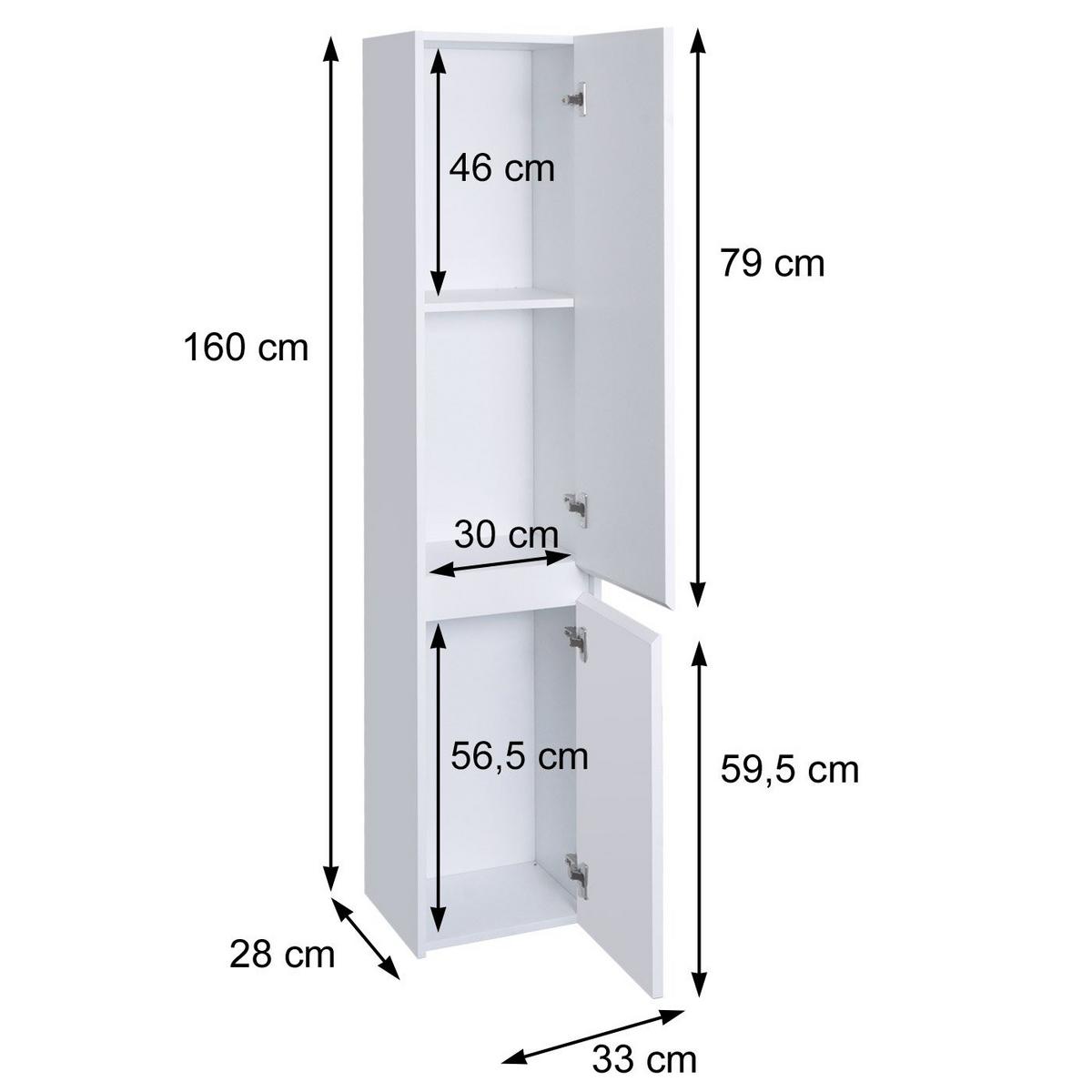 HÄNGESCHRANK Marmor Weiß Dekor - Weiß/Grau, Holzwerkstoff (33/160/28cm) - MCW