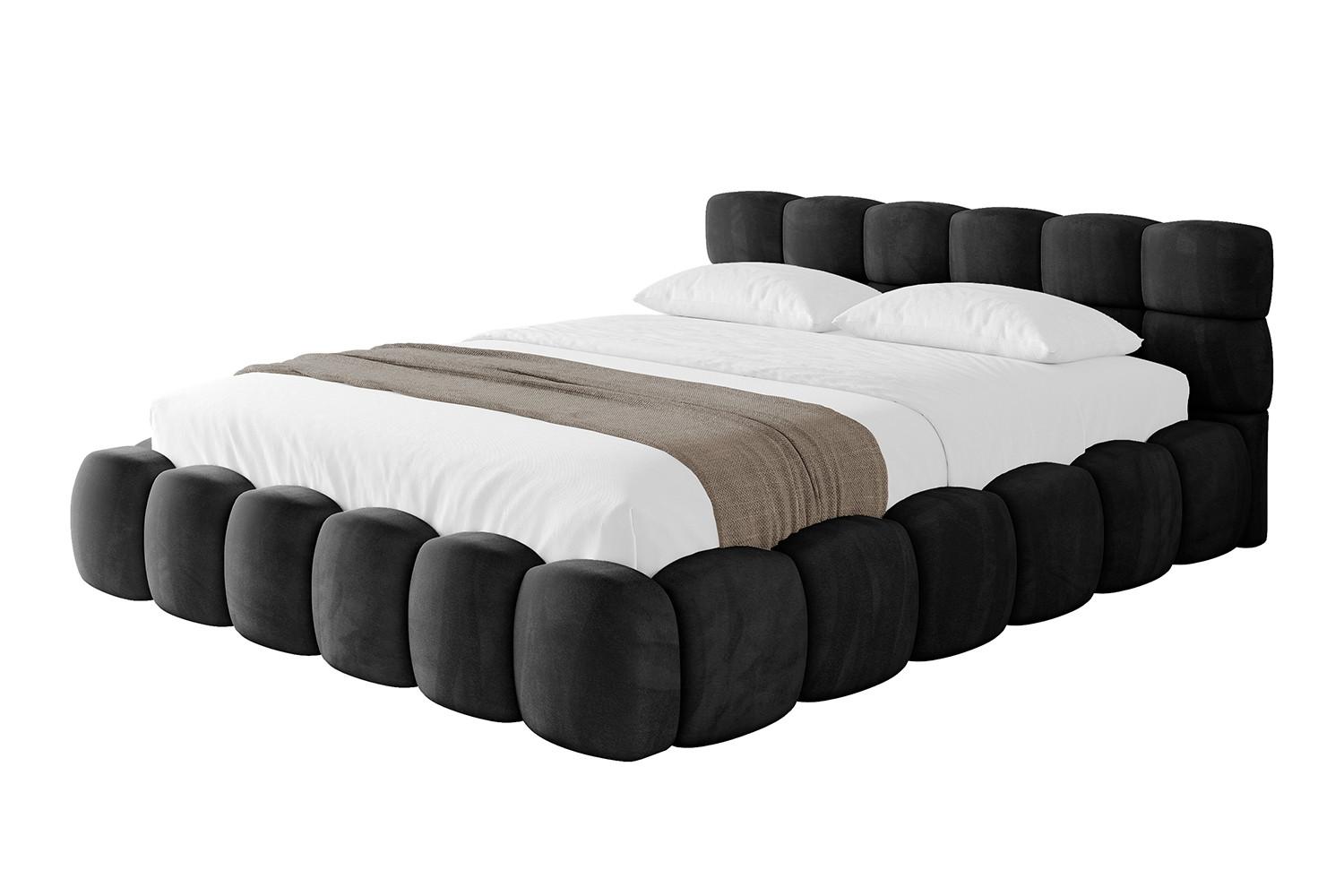 POLSTERBETT mit Bettkasten und Lattenrost, Bett mit Matratze H3/H4 - LEYA-v1 180x200 Schwarz - Schwarz, Holzwerkstoff/Textil (180/200cm) - ALTDECOR