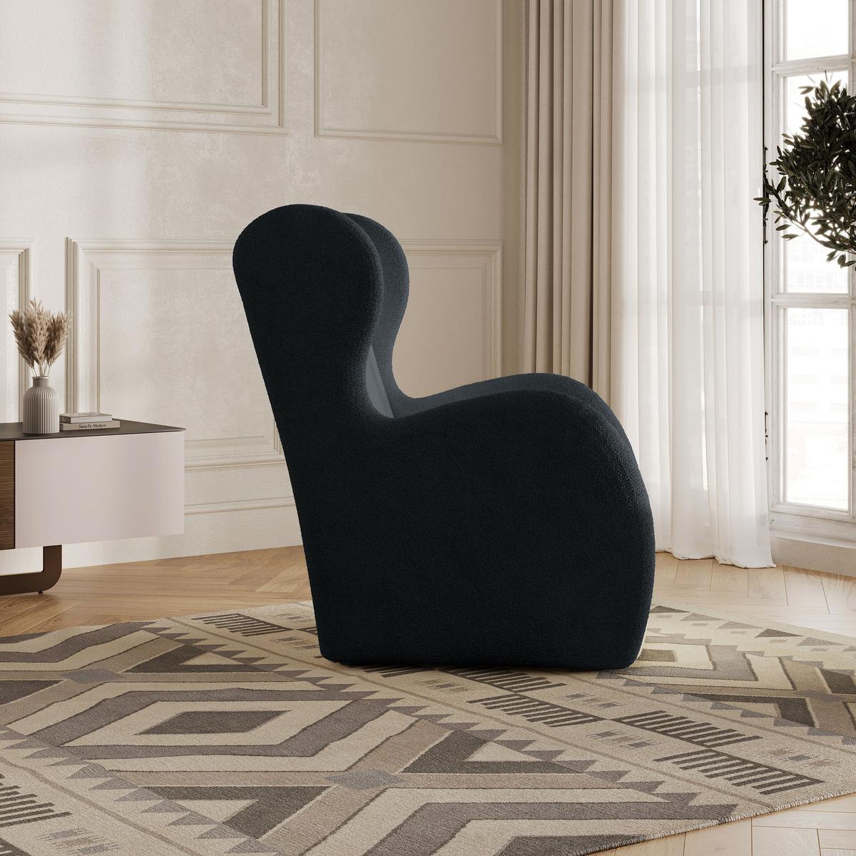 SESSEL MASTI Polstersessel Loungesessel ergonomisch, Schwarz - Schwarz, Holzwerkstoff/Kunststoff (74/100/86cm) - MASSENO