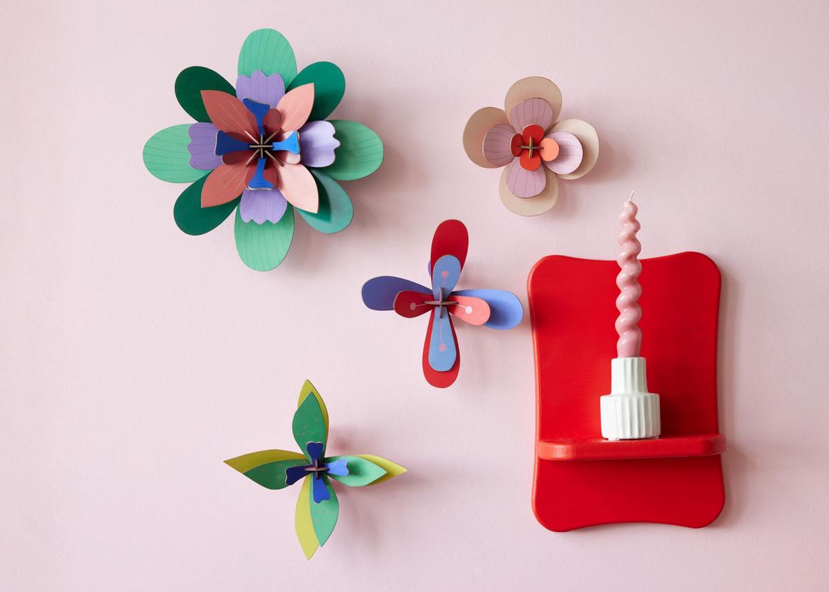 WANDDEKO Zarte Blumenwerk 5.3/19.1 cm - Multicolor, Wellpappe (5.3/19.1/19cm) - Studio Roof