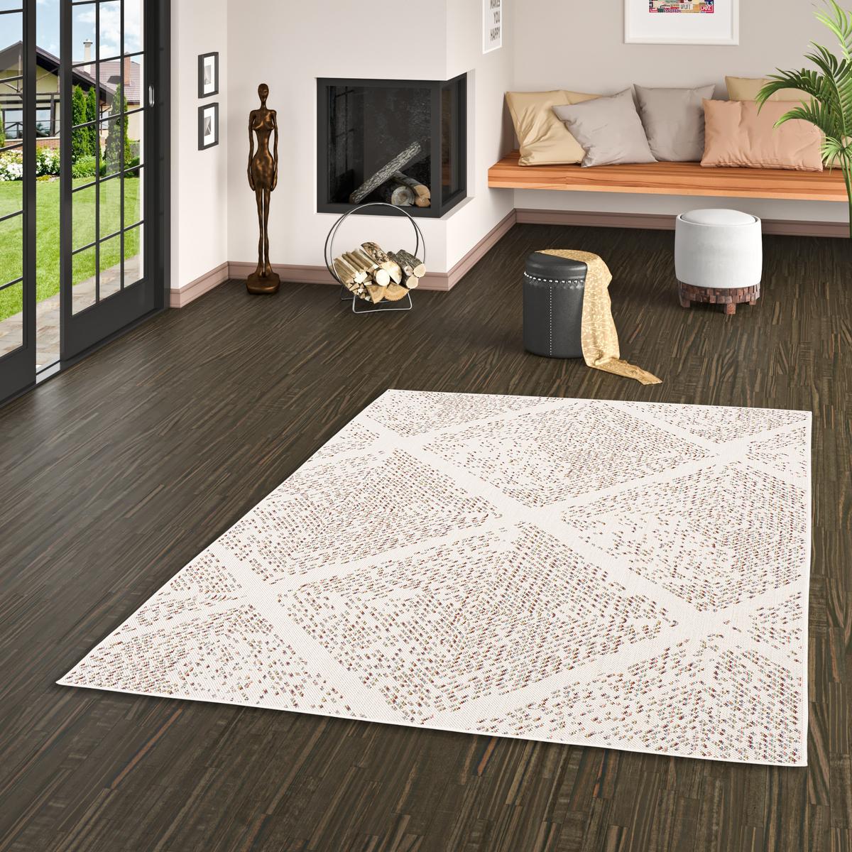IN & OUTDOOR TEPPICH CAMPUS PIXEL RAUTEN - Beige, Textil (80/150cm) - Pergamon