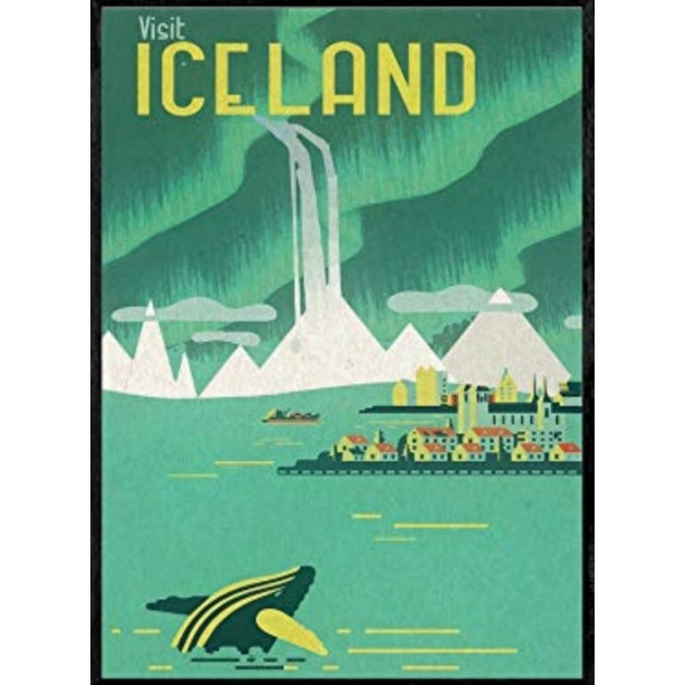 POSTER Weinlesewerbung Island A3 Schwarzer Rahmen - Schwarz, Papier (29.7/5/42cm) - Nacnic