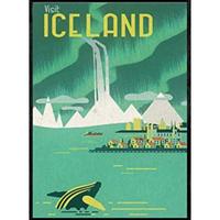 POSTER Weinlesewerbung Island A3 Schwarzer Rahmen - Schwarz, Papier (29.7/5/42cm) - Nacnic