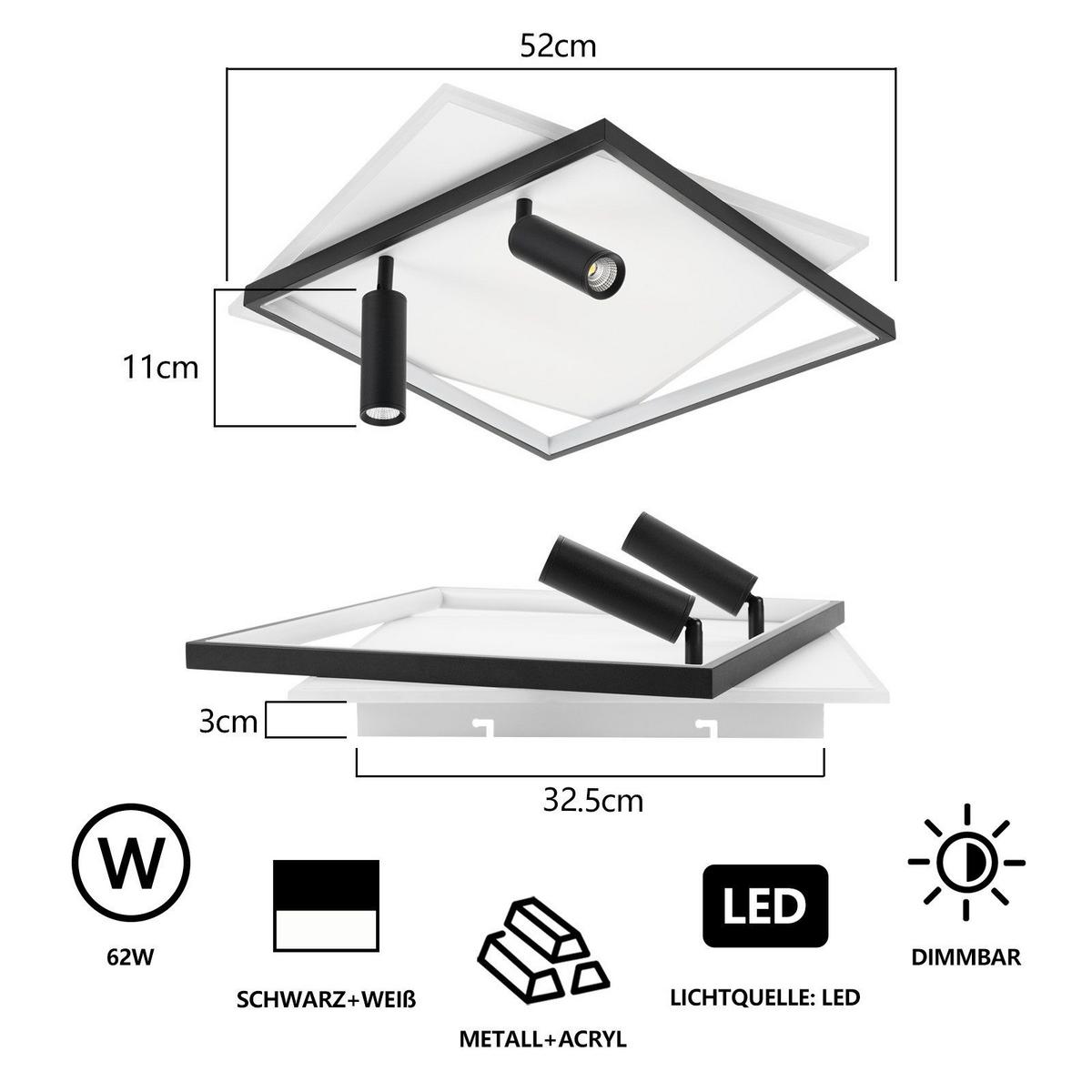 LED-DECKENSTRAHLER Dillon 50/50/13cm - Weiß, Metall (50/50/13cm) - Nettlife