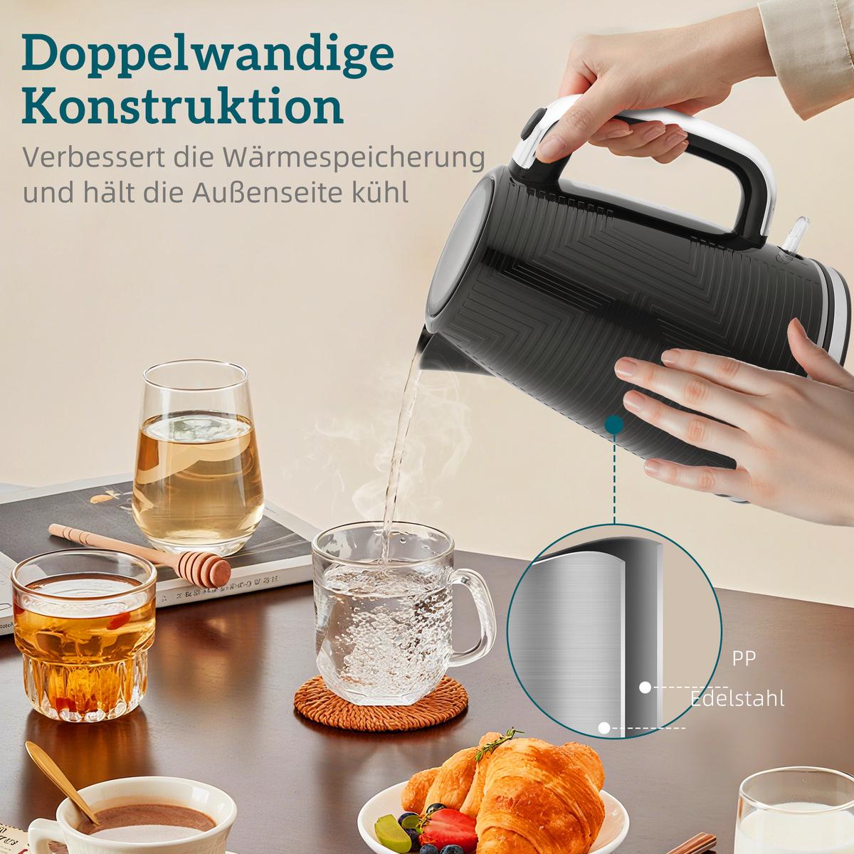 WASSERKOCHER-TOASTER-SET 2er Set Stahl Kunststoff Schwarz - Schwarz, Metall (16.7/23.2/22.2cm) - HOMCOM