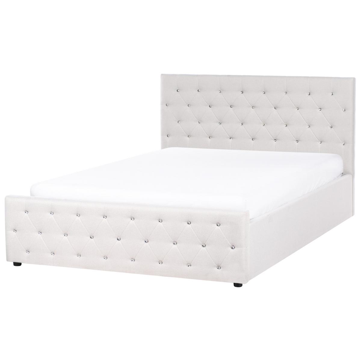 BETT mit Stauraum 160/200 cm Stoff Beige Amiens - Beige, Textil (160/200cm) - Beliani
