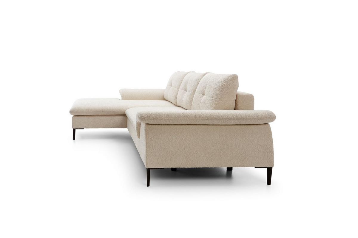 ECKSOFA BREZZA Beige Plüsch-Stoff mit Schlaffunktion - Beige, Holz (268/172cm) - MASSENO