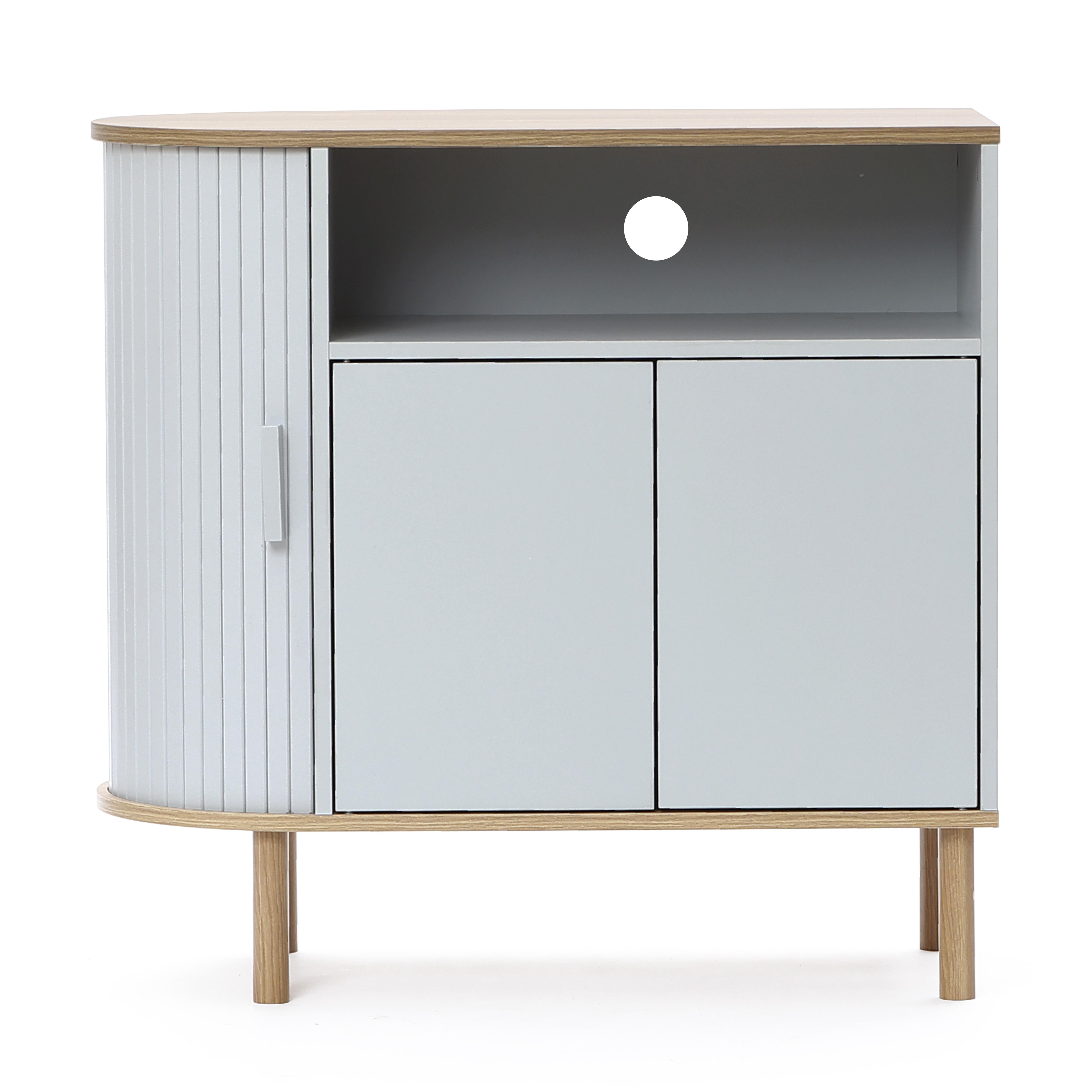 KOMMODE Modern mit 2 Türen, Holz | B80 x T40 x H76,5 cm - Grau, Holz (80/76.5/40cm) - Hometopia