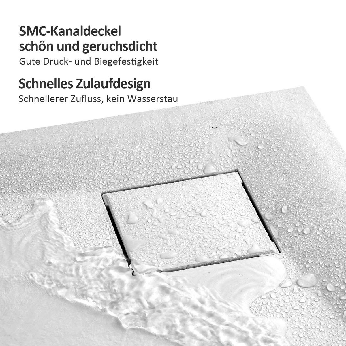 DUSCHWANNE Viertelkreis mit rutschhemmender Oberfläche Weiß 90/90 cm - Weiß, Kunststoff (90/2.6/90cm) - EMKE