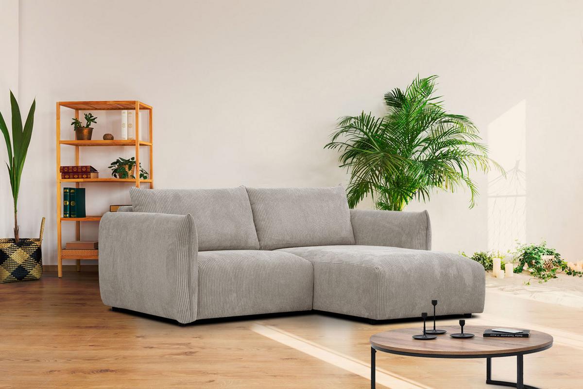ECKSOFA TAUER 3-Sitzer, taupe - Taupe/Schwarz, Holzwerkstoff/Kunststoff (206/173cm) - Wozimo