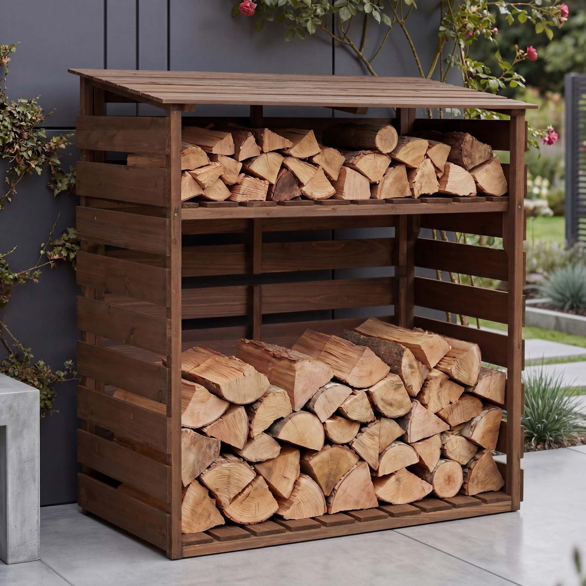 BRENNHOLZLAGER Dunkelbraun - Dunkelbraun, Holz (122/121/61cm) - MCW