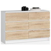 KOMMODE Weiß, Eiche Sonoma 77/120/40 - Hellbraun/Weiß, Holzwerkstoff (120/77/40cm) - RAUMHIRSCH FURNITURE