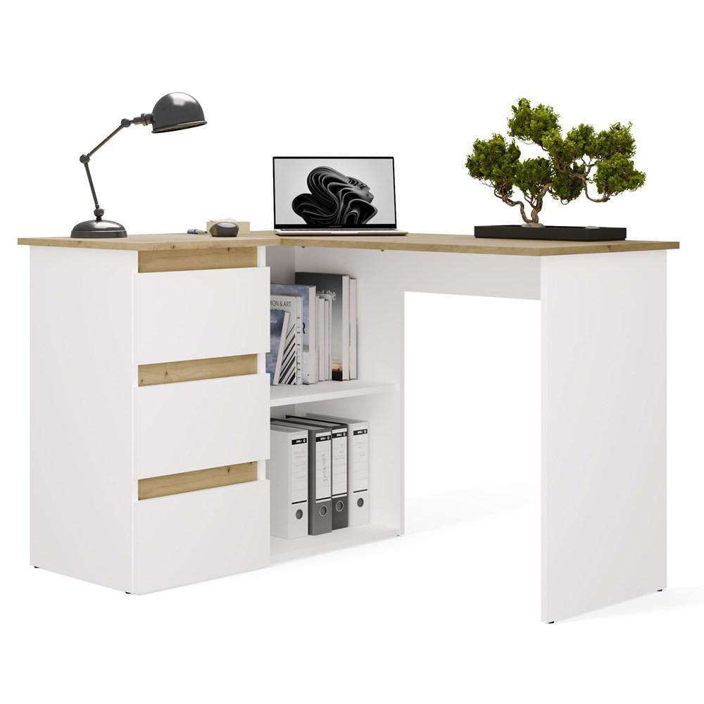 SCHREIBTISCH Weiß, Artisan Eiche 120/75/49 - Weiß/Eiche Artisan, Holzwerkstoff (90/50/75cm) - RAUMHIRSCH FURNITURE