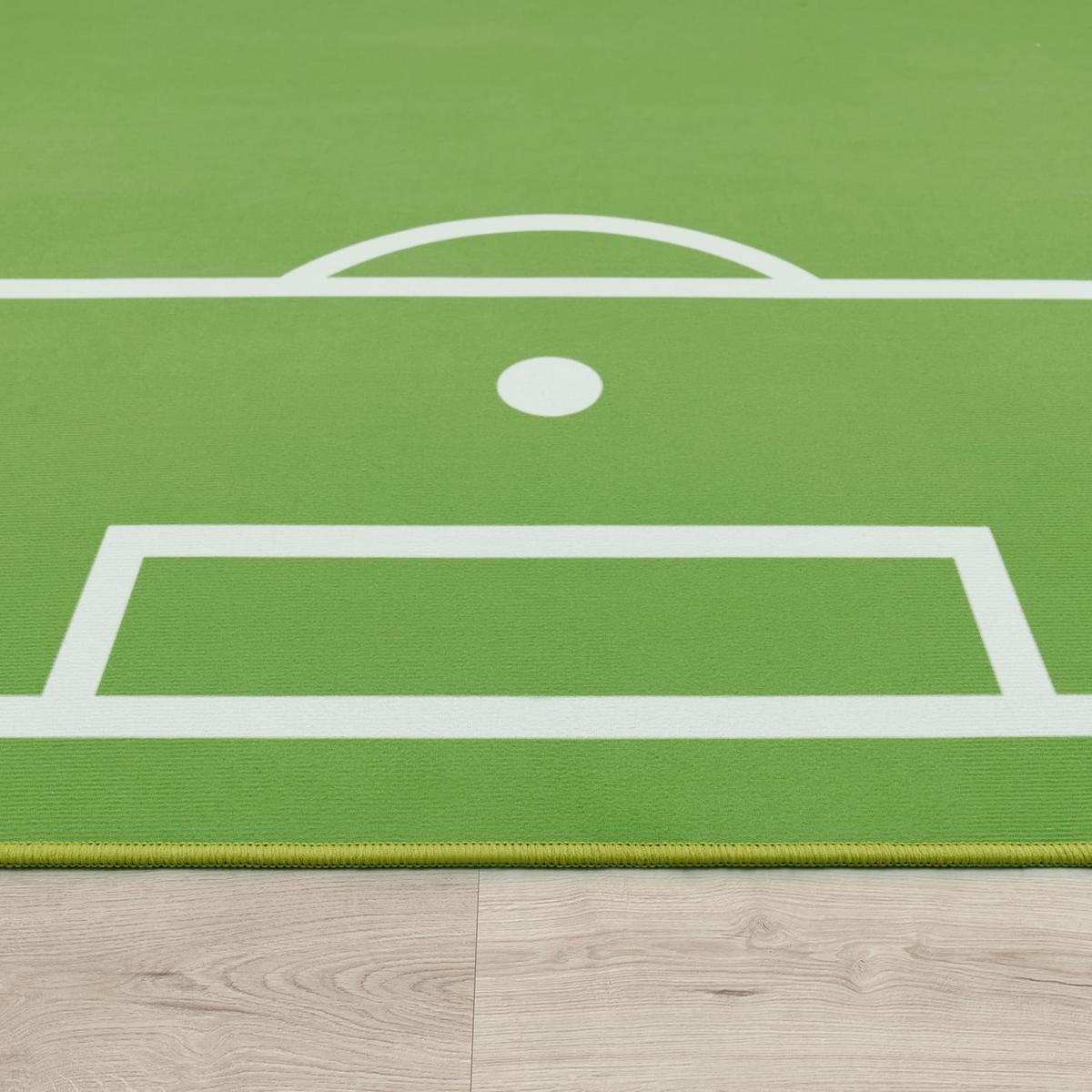 KINDERTEPPICH Waschbar, mit Fußballfeld‑Muster, Grün, 120 x 160 cm - Grün, Textil (160/120cm) - KADIMA DESIGN