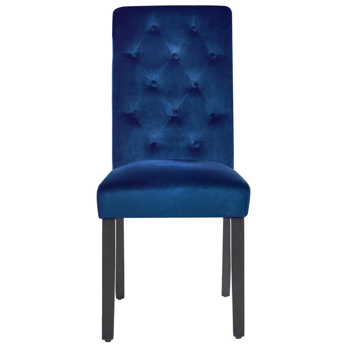 ESSZIMMERSTUHL 2er-Set Samtstoff Dunkelblau Velva - Dunkelblau, Textil (44/99/51cm) - Beliani