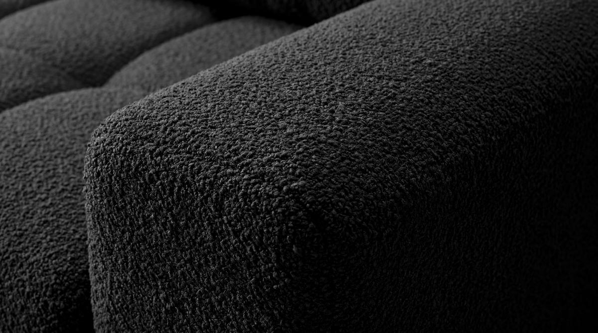 ECKSOFA Ovia mit Bettkasten und Schlaffunktion, Bouclé-Stoff in L-Form - Schwarz, Textil (270/185cm)