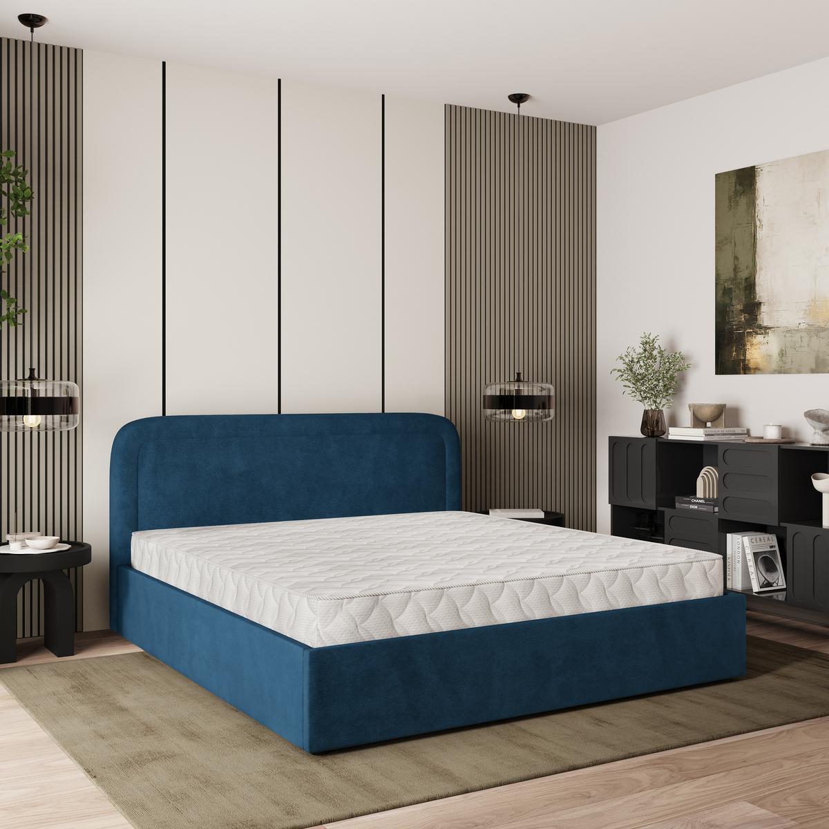 POLSTERBETT BENIRA K 160x200 cm mit Bettkästen - Blau - Blau, Holz (160/200cm) - MASSENO