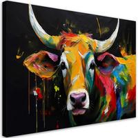 WANDBILD abstrakte bunte schottische kuh - Multicolor, Textil (60/40cm) - Feeby