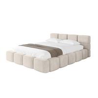 POLSTERBETT mit Bettkasten und Lattenrost, Bett mit Kopfteil, Boxbett ohne Matratze, Doppelbett mit Stauraum - NATA-v1 200x200 Beige - Beige, Holzwerkstoff/Textil (200/200cm) - ALTDECOR