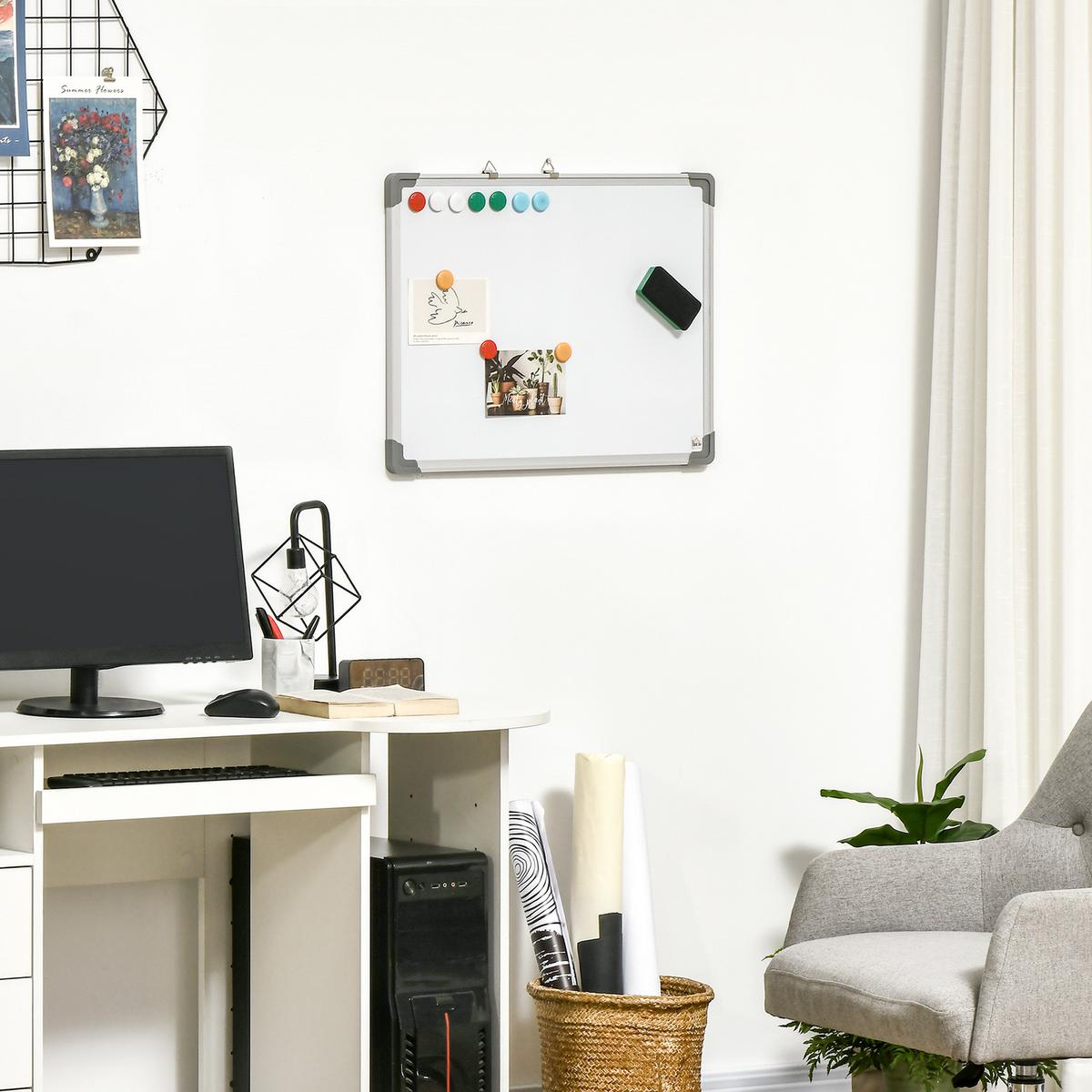 MAGNETTAFEL mit 4 Markern, leicht abwischbar, 60 x 1,8 x 45 cm - Weiß, Kunststoff (1.8/45/60cm) - HOMCOM