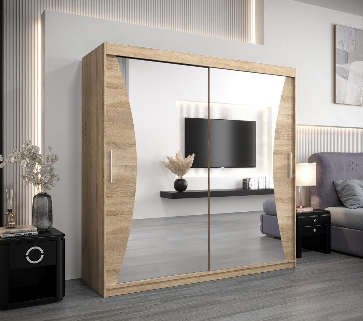 SCHWEBETÜRENSCHRANK 200/200/62 2-türig - Silberfarben/Sonoma Eiche, Holz/Kunststoff (200/200/62cm) - MÖBEL KRYSPOL