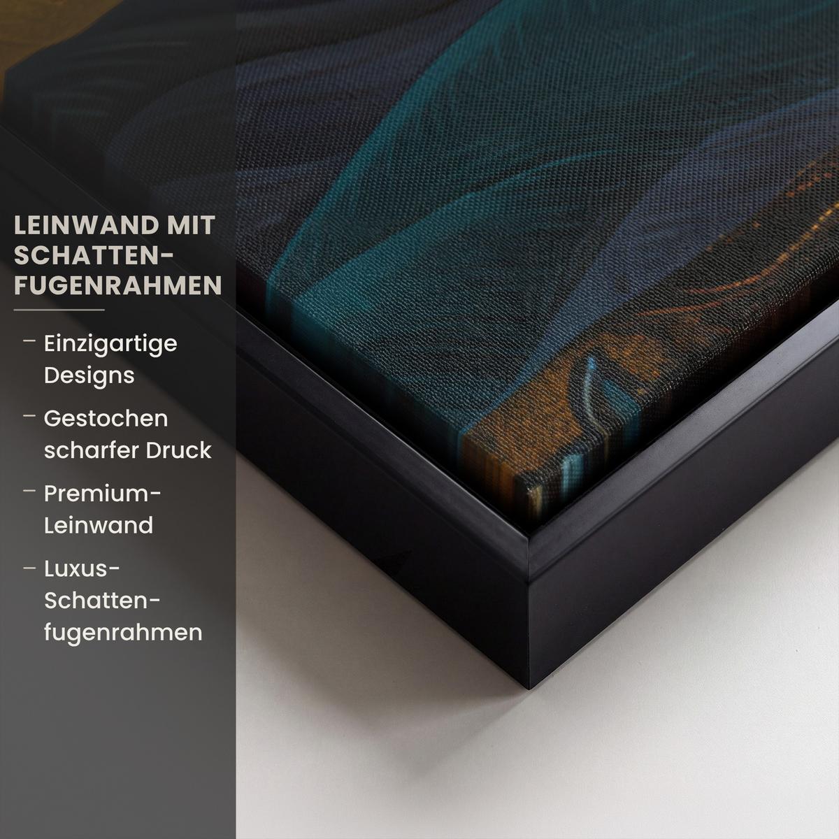 LEINWAND Bilder mit Rahmen - Baum - Mond - Blumen - Gold - Kunst - 90x60 - Orange, Textil (90/60cm) - MuchoWow