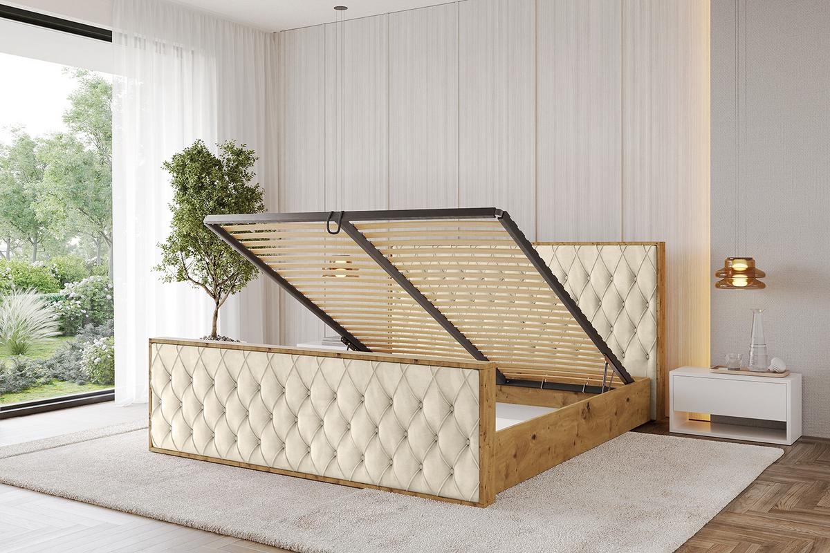 POLSTERBETT mit Bettkasten, Fußteil und Lattenrost, Boxbett ohne Matratze - ENZO5-Z 180x200 Beige - Ecru, Holzwerkstoff/Textil (180/200cm) - ALTDECOR