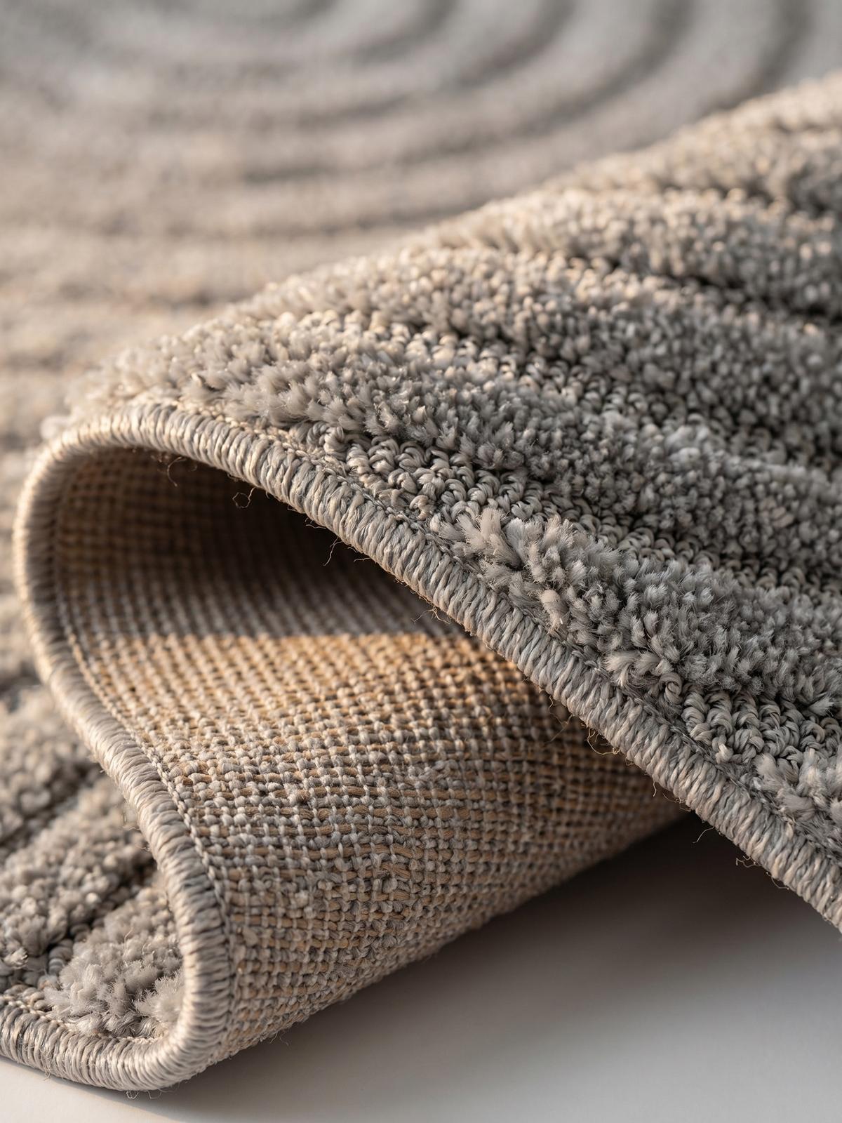 TEPPICH Hochflor RIGI in Silber, mit organischen Bögen in 3D, 80 x 150 cm - Silberfarben, Textil (80/150cm) - KADIMA DESIGN