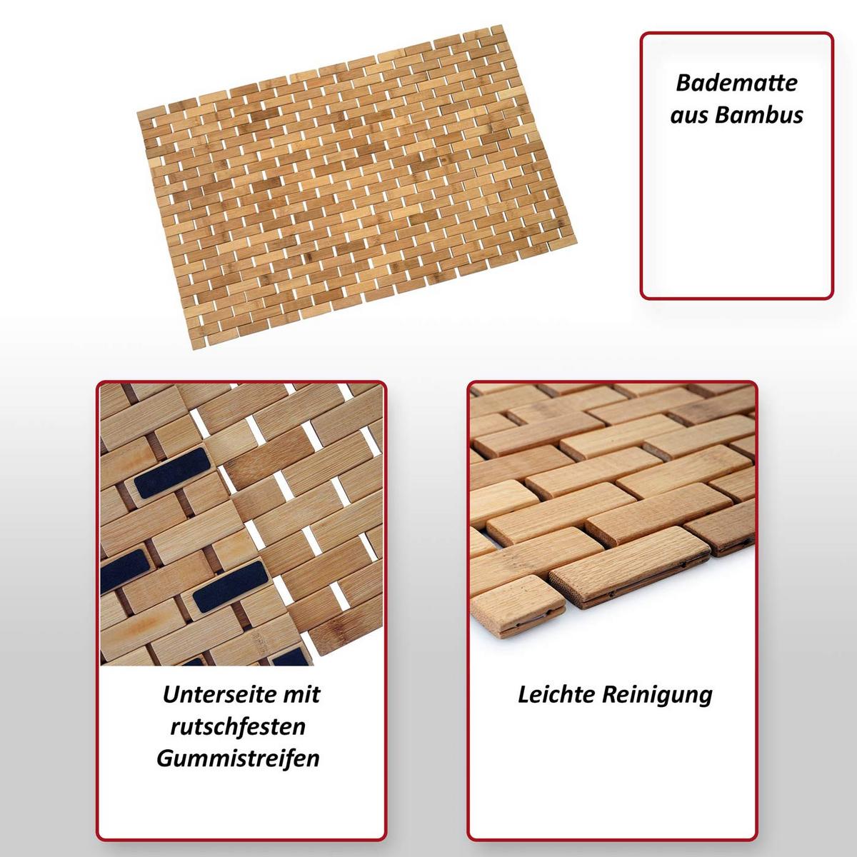 BADEMATTE Braun - Braun, Holz (79/50cm) - MCW