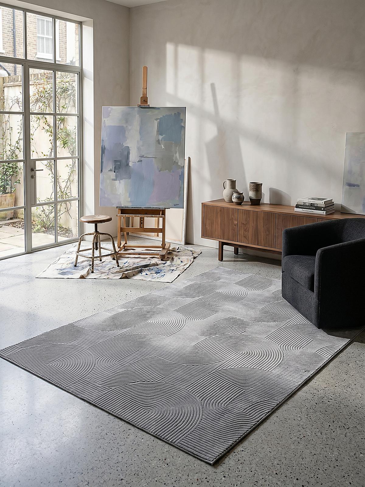 KURZFLORTEPPICH Antirutsch Geometrisch DALAR Polypropylen Grau 120 x 160 cm - Grau, Textil (120/160cm) - KADIMA DESIGN
