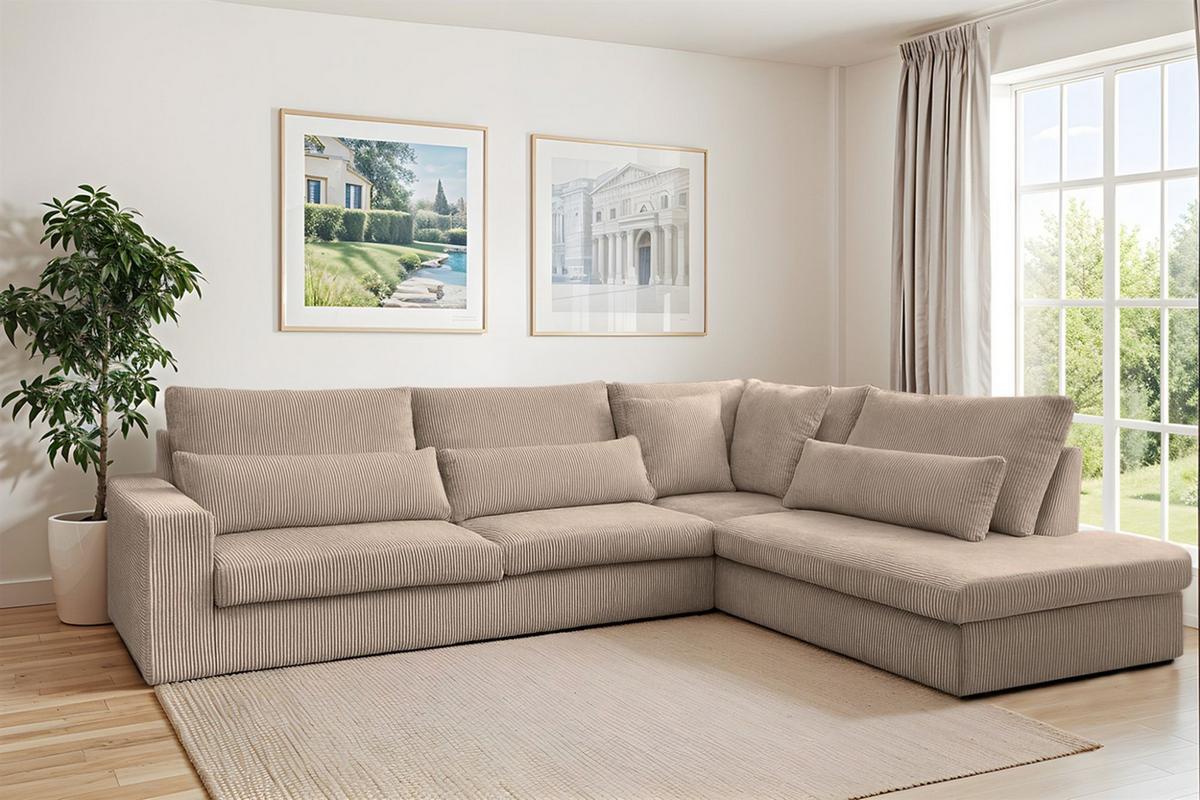 ECKSOFA Thora - Beige, Holzwerkstoff/Textil (315/245cm) - Fun Möbel